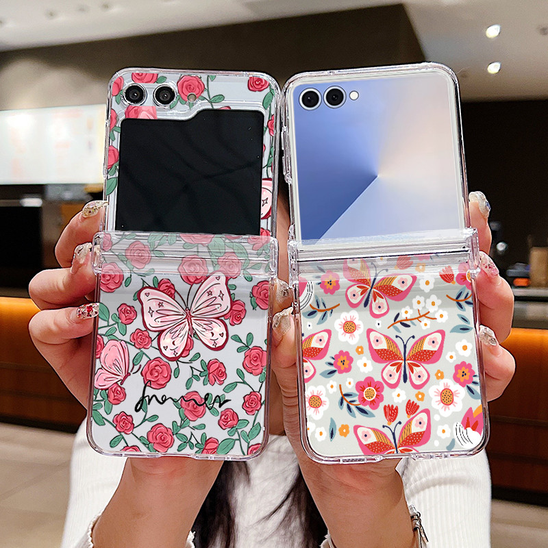 Case for Samsung Galaxy Z Flip7 Flip6 Flip5 Flip7FE 5G Colorful Butterfly Hard PC Clear Folding Phone Cover for Galaxy Z Flip 7 5 4 6 3 5G