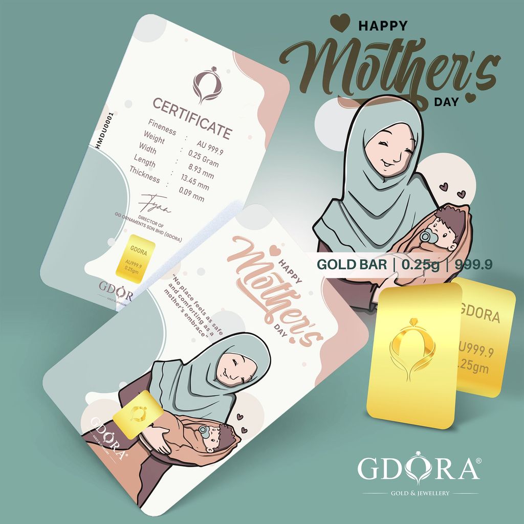 GDORA Gold Bar 0.25gram Mother's Day Ummi 999.9