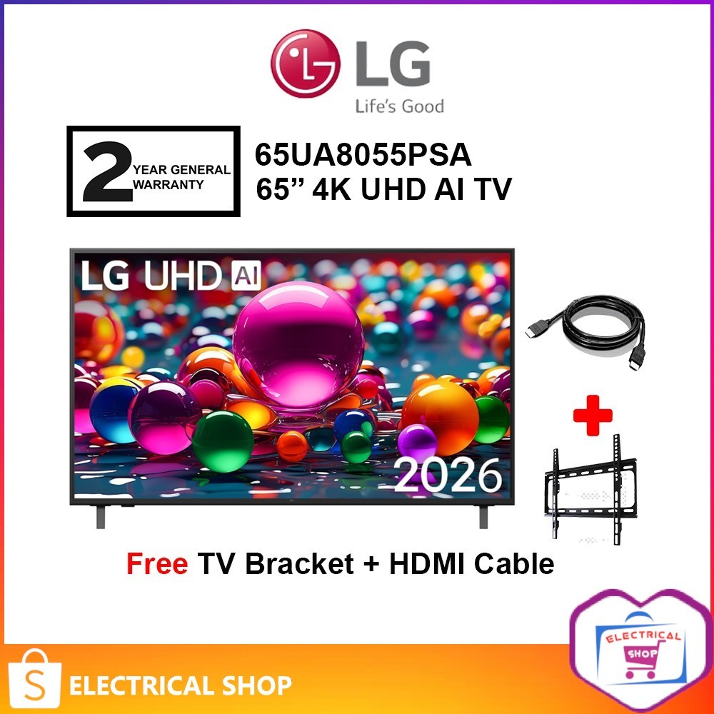 LG 65'' 4K UA80 65UA8055PSA / 65UA8450PSA UHD AI TV UA84 HDR10 Television (FREE HDMI AND TV BRACKET)