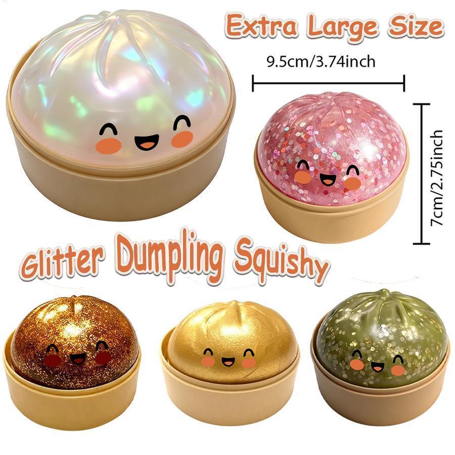 2026 New Glitter Dumpling Squishy Simulation Dumpling Squeezable Toy With Steamer for Stress Relief