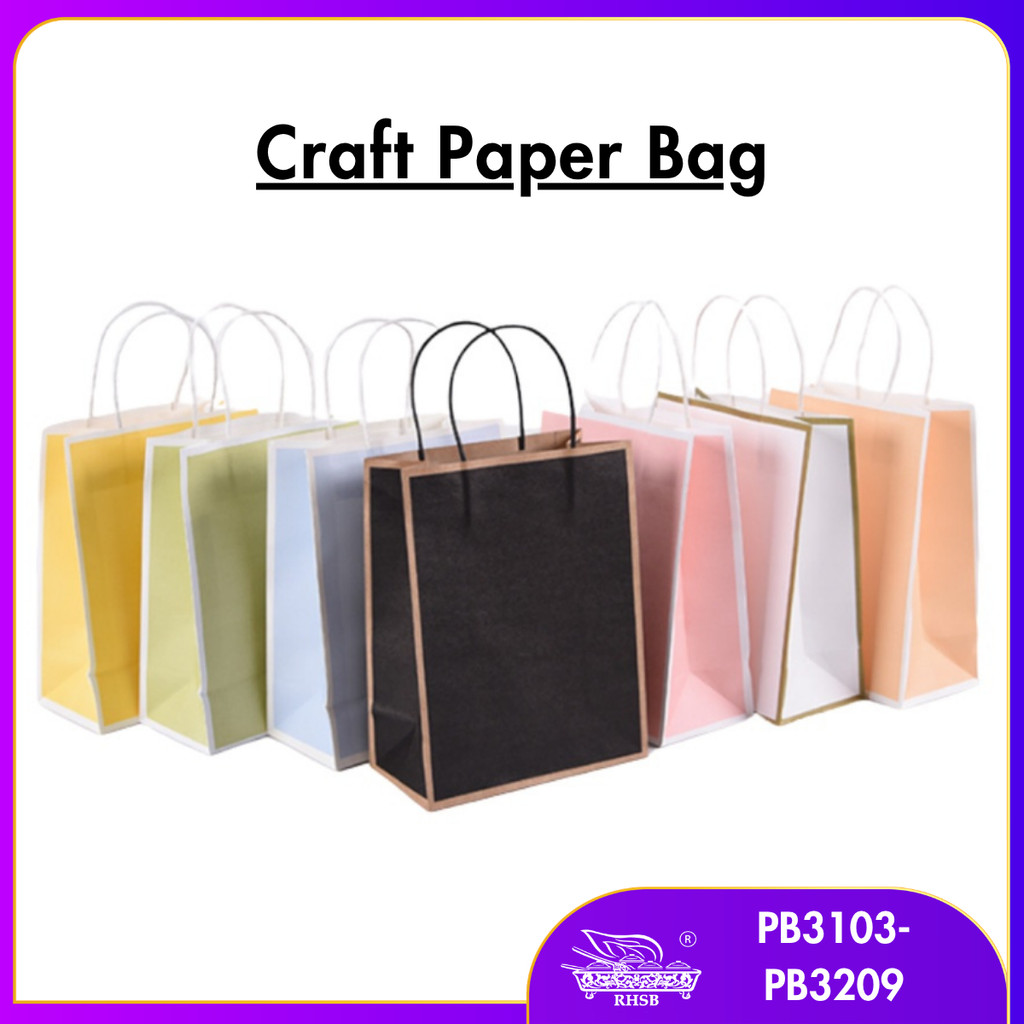 10PCS CRAFT PAPER BAG WITH HANDLE/ WEDDING GIFT BAG/ DOORGIFT BAG/GOODIES BAG /RECYCLABLE BAG/ BEG MURAH/ BAG JAMUAN
