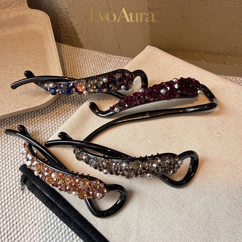 South Korea Imported High-End Flash Diamond Pearl Twist Clip Fashion Dongdaemun Ponytail Clip Hair Accessories