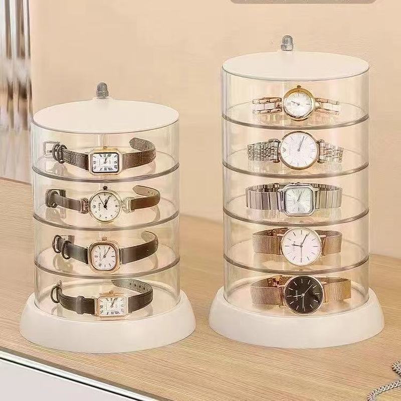 Simple Modern Rotating Multi-Layer Watch Storage Display Box Transparent Display Hair Accessories Necklace Bracelet Jewelry 0428