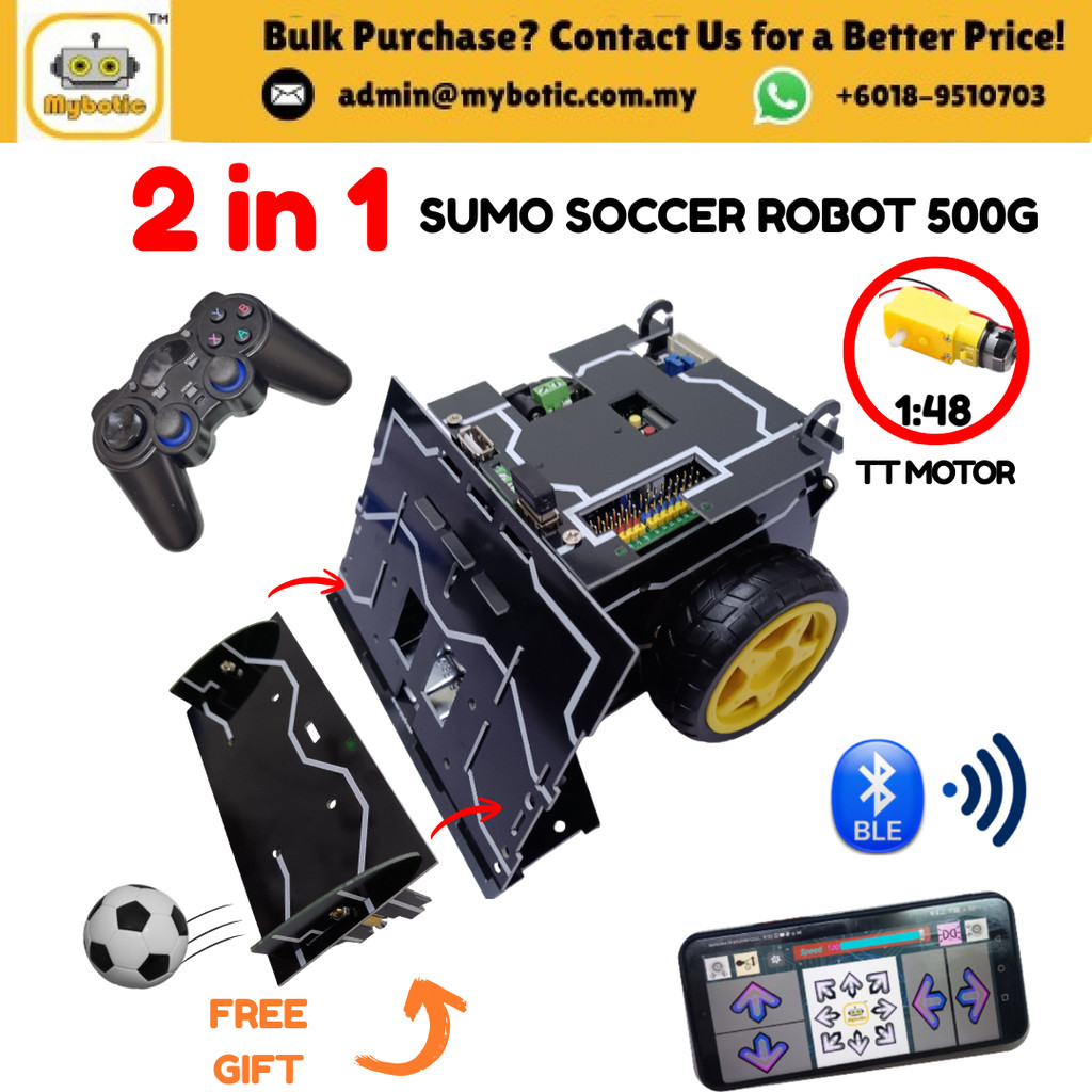 2 IN 1 RC SUMO SOCCER ROBOT ( BASIC) TT MOTOR ROBOT BATTLE 500G