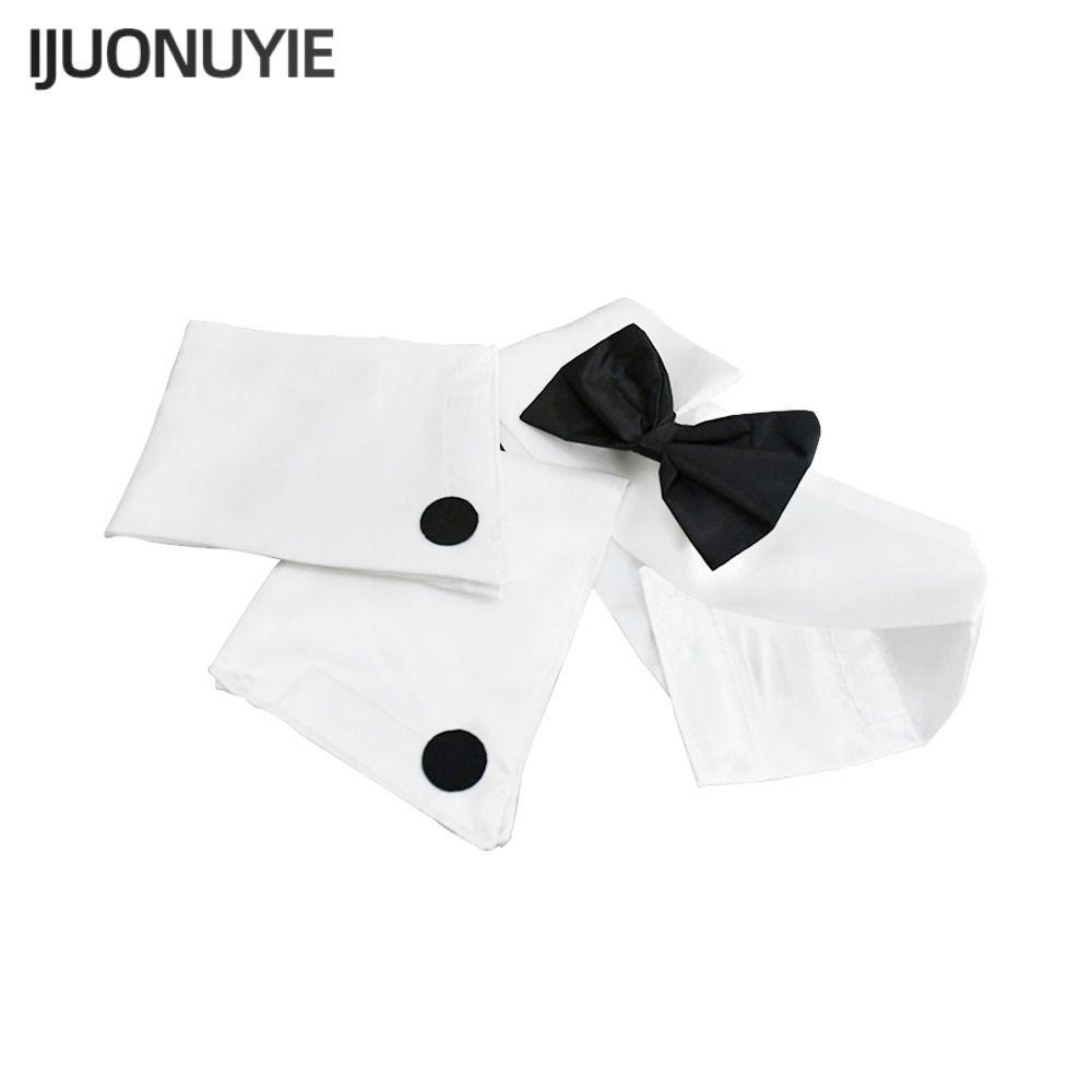 IJUONUYIE 3Pcs/Set Dancer Costume Accessories, Designer Adjustable Bow Tie Cuffs Set, Fashion Business Gentleman Cosplay Outfit Wedding