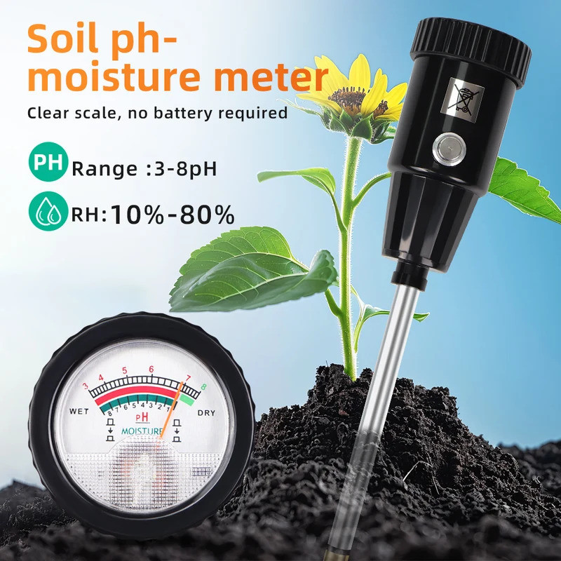 Meter PH Kelembapan Tanah Pegang Tangan Penguji Keasidan Kelembapan dengan Probe Logam 3~8ph Tanpa Higrometer PH Tanah untuk Menanam di Taman