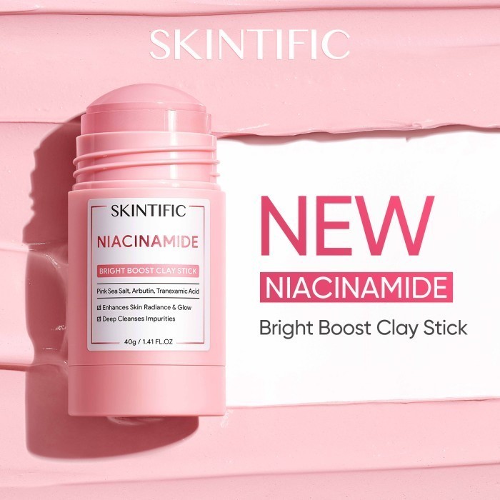 SKINTIFIC Niacinamide Bright Boost Clay Mask Stick Face Mask Face Cleansing Stick Anti Pores & Acne Blackheads Cleansing Mask 25g | Centella Face Mask Mud Mask Facial Mask Wash Off Mask Mugwort Acne