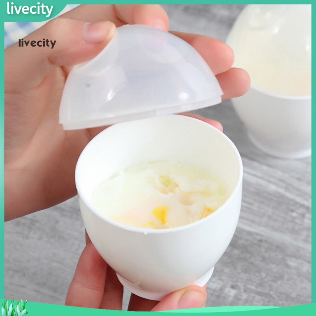 livecity| 2Pcs Egg Poacher Reusable Easy to Clean Egg-shaped Microwave Heat Resistant E…