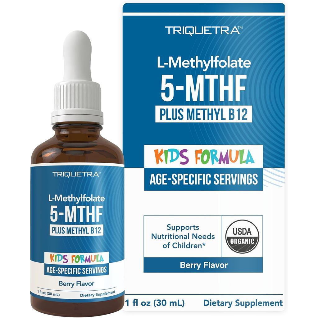 CloveryHealthy Organic Children L-Folic Acid, 5-Methyl Butterfly Valve Cobalt+Folic Acid B12 Coenzyme, High-End Folic Acid Form, Suitable for All Ages, Dosage Adjustable, Improve Emotions.