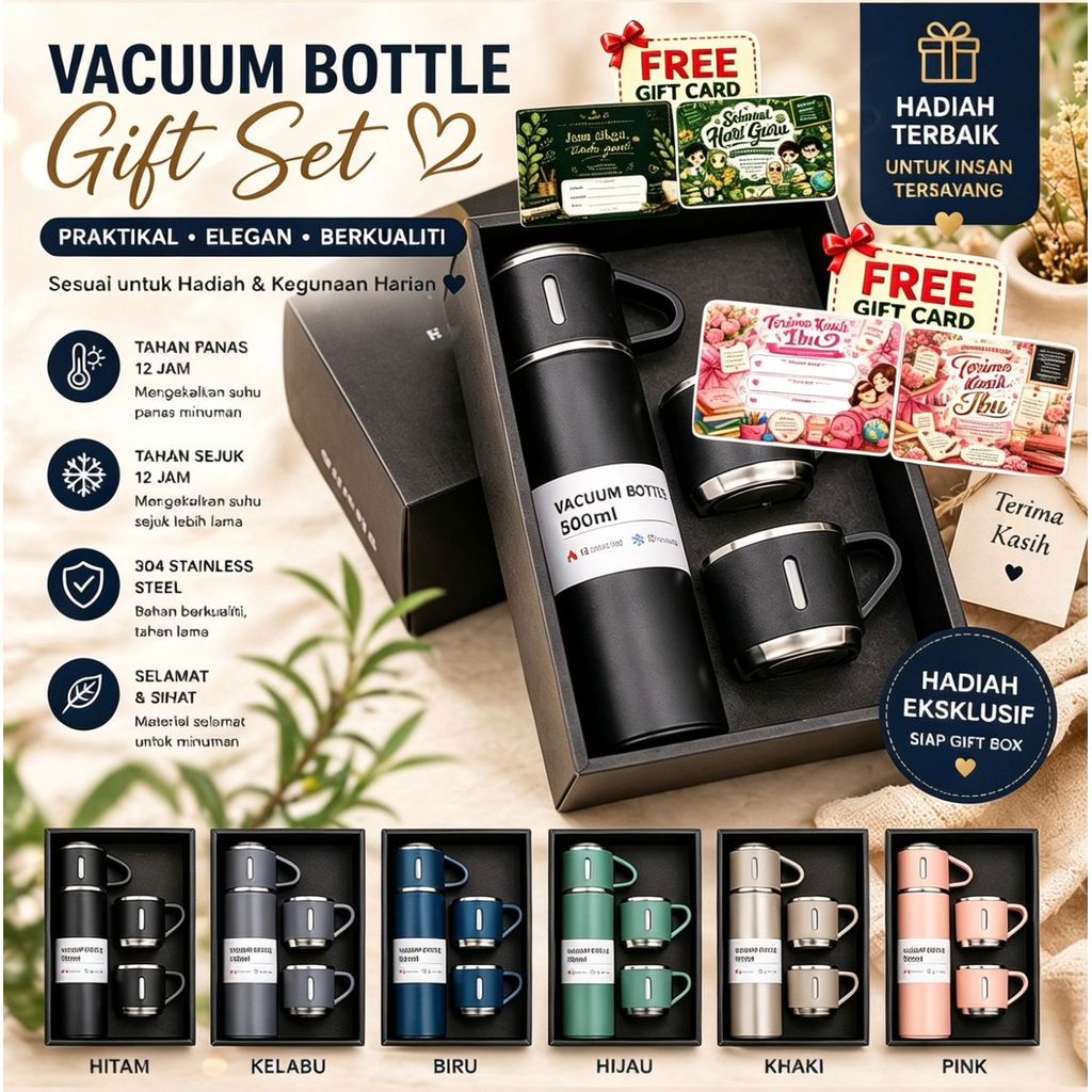 Thermos Cup set corporate gift teacher hadiah hari guru water tumbler Vacuum flask Thermos botol air Water Bottle 保温杯套礼物