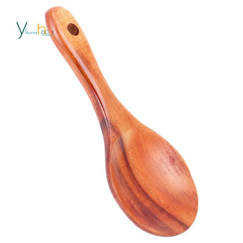 Teak Wood Spoon Natural Solid Wood Rice Spoon Wooden Rice Paddle Serving Spoon Wooden K…