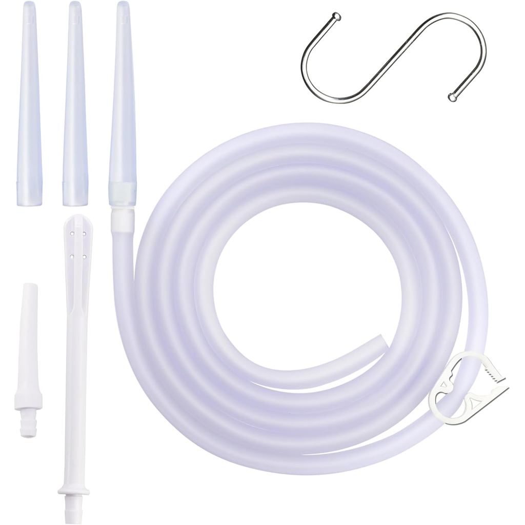 Tiub Pengganti Enema 5.8 FT dengan Nozel Enema yang Mudah Dipasang untuk Penggunaan yang Selesa, Reka Bentuk Tiub Fleksibel Tahan Bocor untuk Pembersihan Usus Besar dan Enema Detoksifikasi.