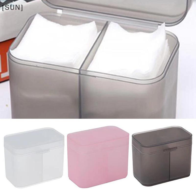[SUN] Cotton Pads Swab Nail Wipes Makeup Brushes Organizer Storage Box Holder Container Case Independent Double-Compartment null