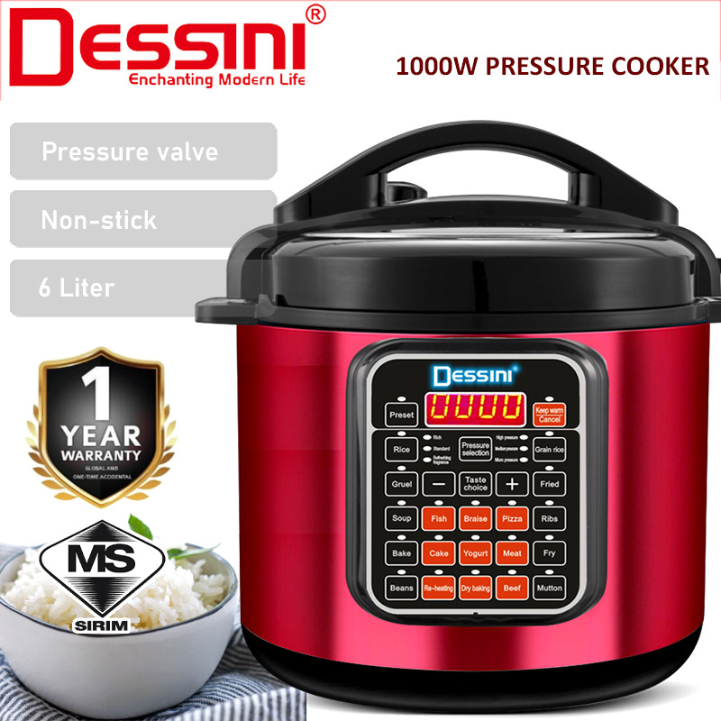 DESSINI ITALY 25 IN 1 Electric Digital Pressure Cooker Non stick Inner Pot Rice Multi Cooker Steamer Periuk Tekanan (6L)