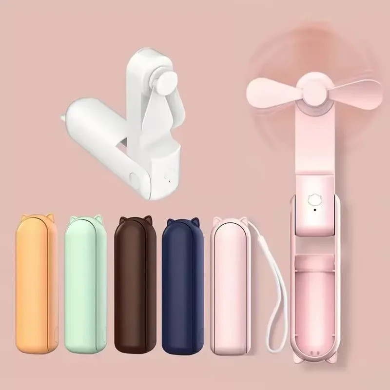 Kipas Mini Mudah Alih 2000mAh USB Boleh Dicas Semula 3-Kelajuan Kipas Tangan Lipat untuk Perjalanan dengan Ciri Power Bank yang Praktikal untuk Penyejukan