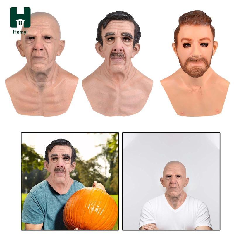 [Homyl] Realistic Old Man Mask Halloween Mask for Masquerade Theaters Halloween