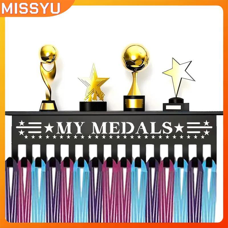 MISSYU Heavy-Duty Metal Awards Trophy Display Stand Medal Hooks Wall Mount Organizer Medal Storage Holder Display Home Office Decor MISSYU