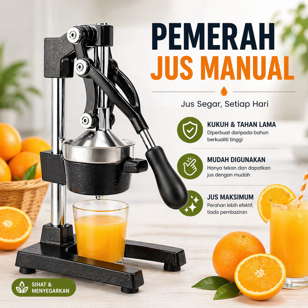 Mesin Perah Jus Manual Heavy Duty, Juicer Tangan Stainless Steel Komersial Perah Oren Lemon