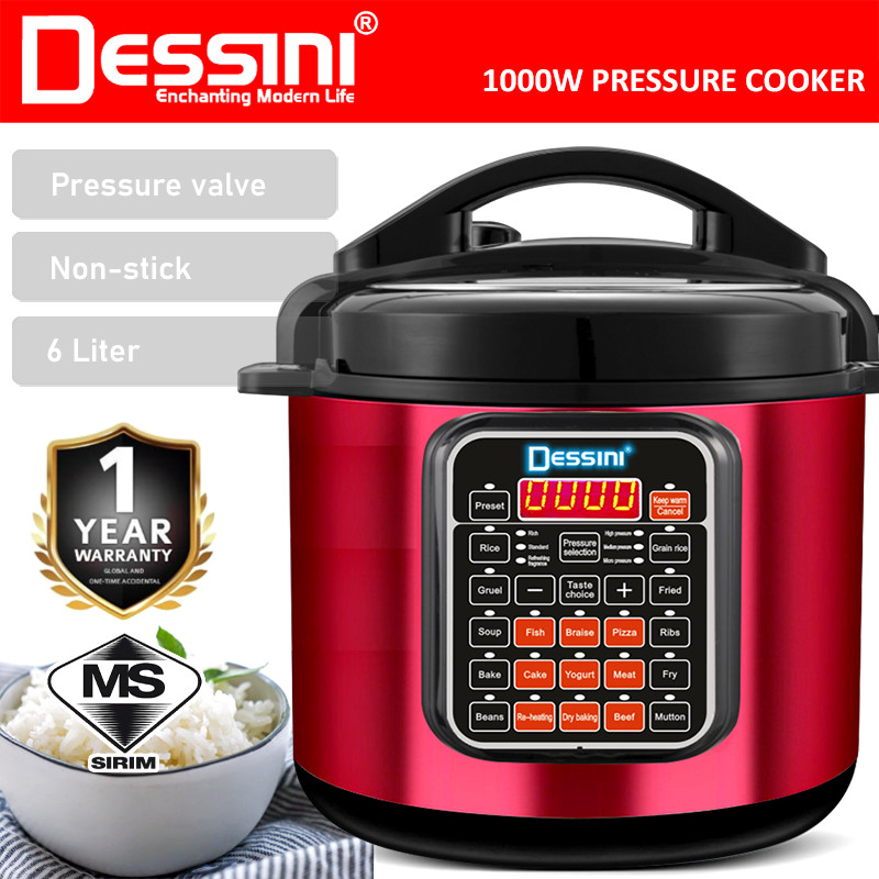 DESSINI ITALY 25 IN 1 Electric Digital Pressure Cooker Non stick Inner Pot Rice Multi Cooker Steamer Periuk Tekanan (6L)