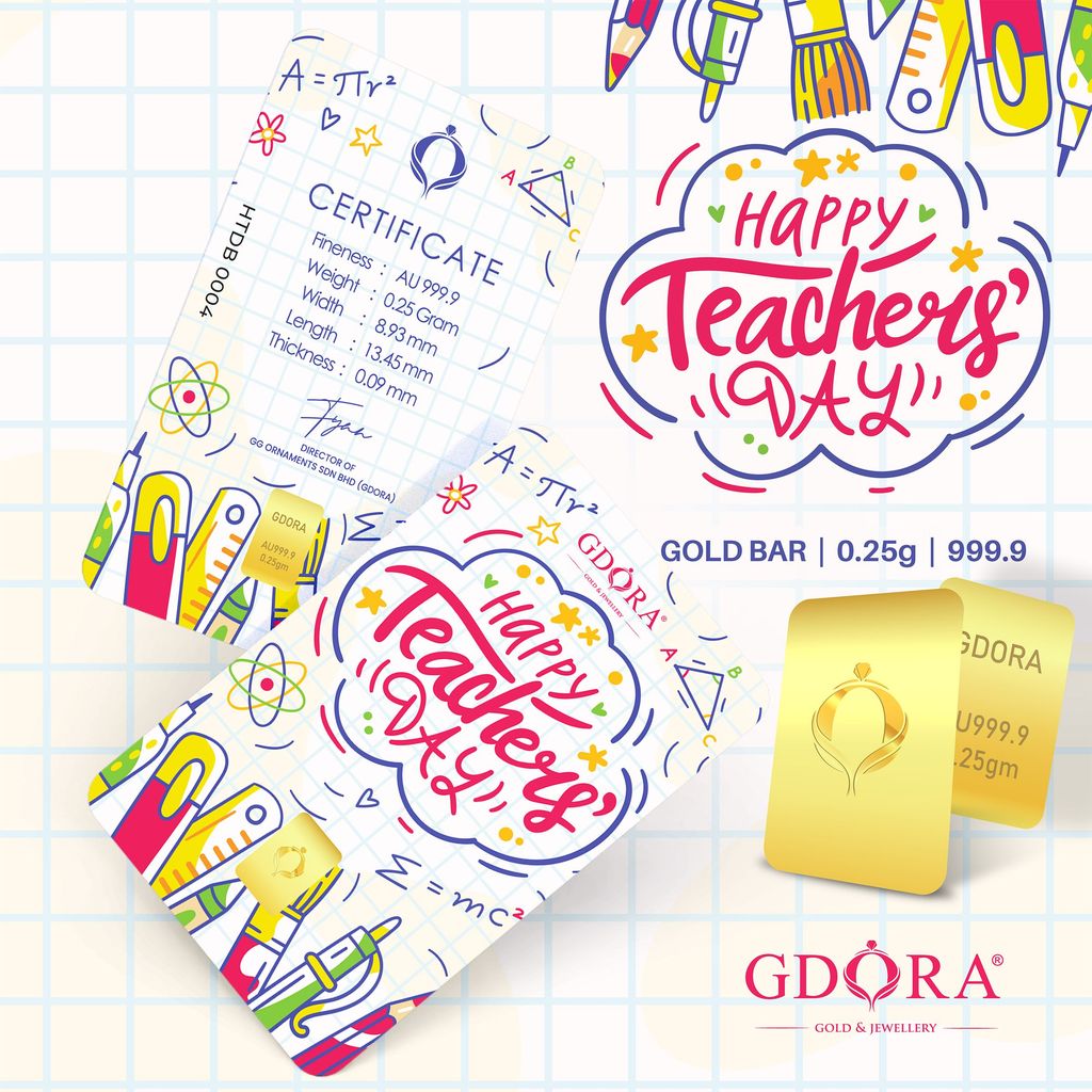 GDORA Gold Bar 0.25gram Teacher's Day White Back 999.9
