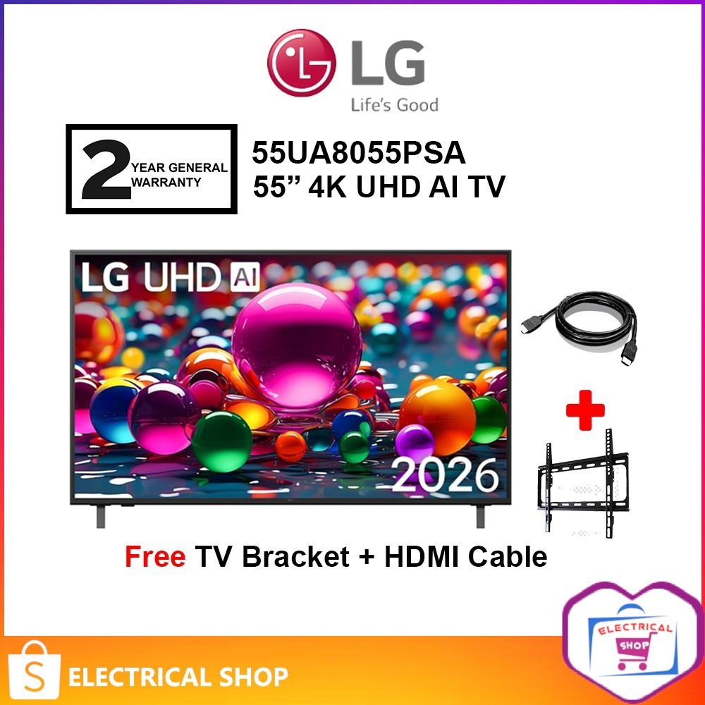 LG 55'' UA80 55UA8055PSA HDR10 4k Smart TV Television (FREE TV Bracket and HDMI Cable)