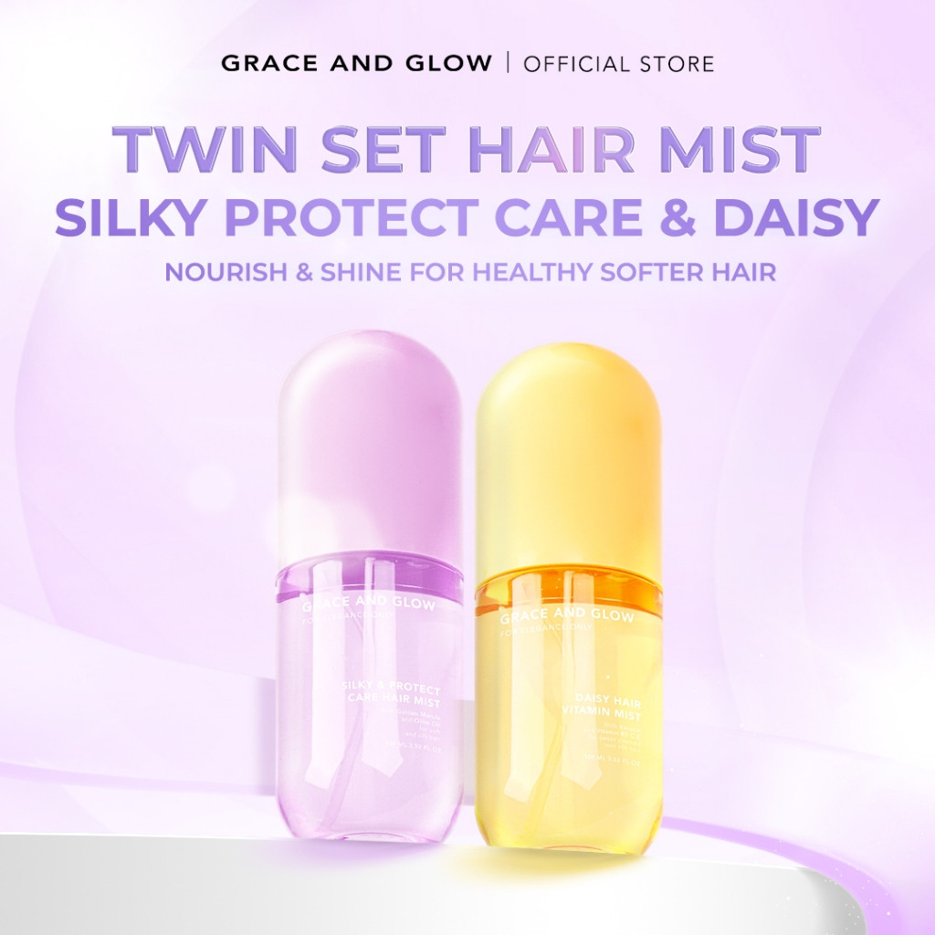 【Hotdeal】Grace and Glow 2in1 Hair Mist Set|Silky & Protect + Daisy Hair Vitamin | 2 Bottles Value Bundle | Reduce Split Ends & Heat Protection |MY Local Stock