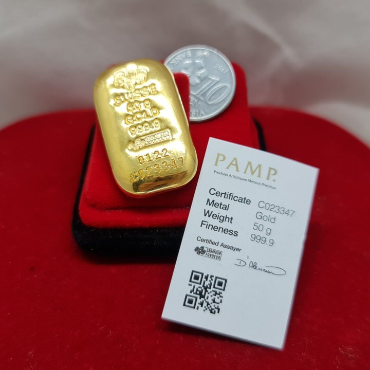 Murni Mewah Emas999.9, Gold Bar Pamp Casting Gold Bar G50 Gram 1033&hellip;
