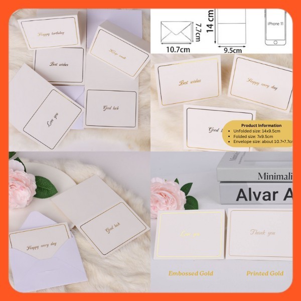 Foldable Elegant Greeting Card Wish Card Birthday Thank You Card Kad Ucapan Birthday Gift Wish Card