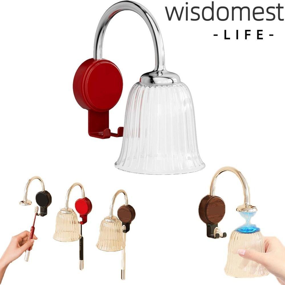 WISDOMEST Magnetic Drainage Toothbrush Organizer, Wall-Mounted Space-Saving Design Flower Toothbrush Cup Holder, Durable Bathroom Accessories Countertop Organizer