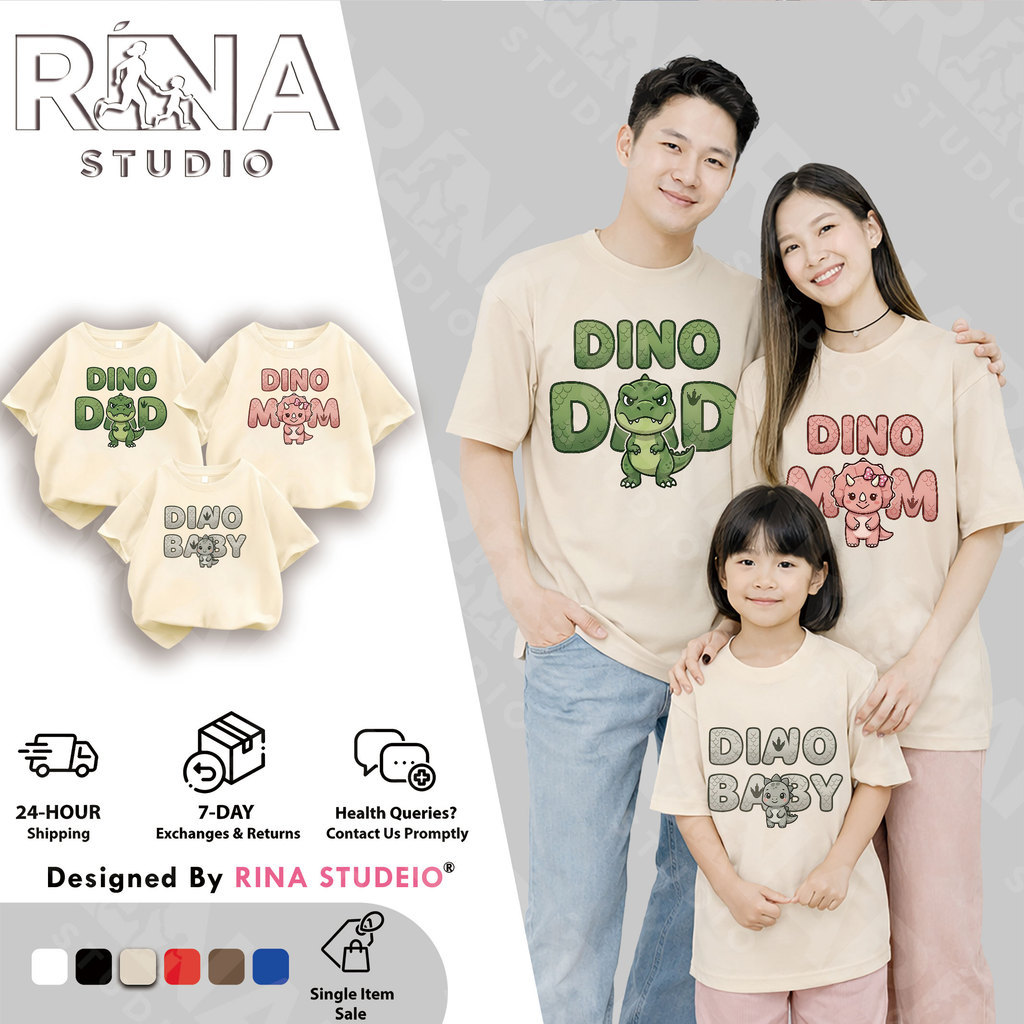 COD RINA STUDIO Dinosaur Print Parent-Child Family T-Shirt for Family Portrait
