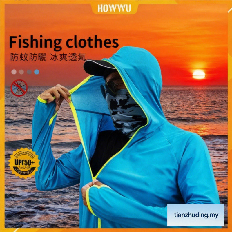 UPF50+Fishing Clothes sun protection clothing Lightweight Soft Sunscreen Clothing sun-proof clothing Anti-UV coat Long Sleeve Shirts Outdoors Waders Pesca T Shirt户外防蚊防晒钓鱼服