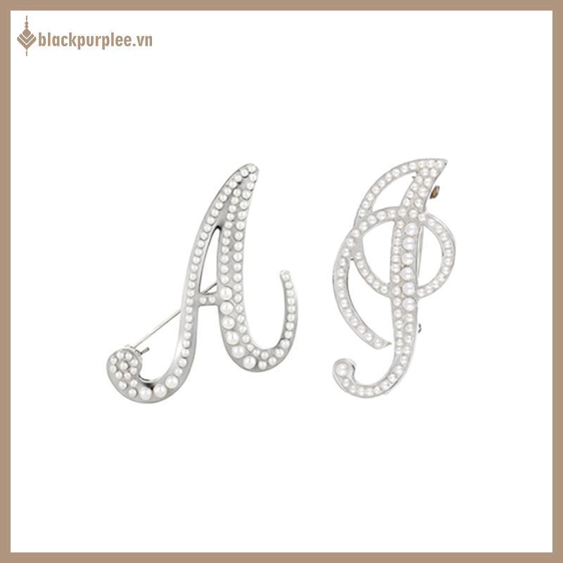 BPURPLE Fashion 26 English Letters Pearl Brooches Lapel Pins Female Corsage Luxury Jewelry Gifts For Women Accessories .