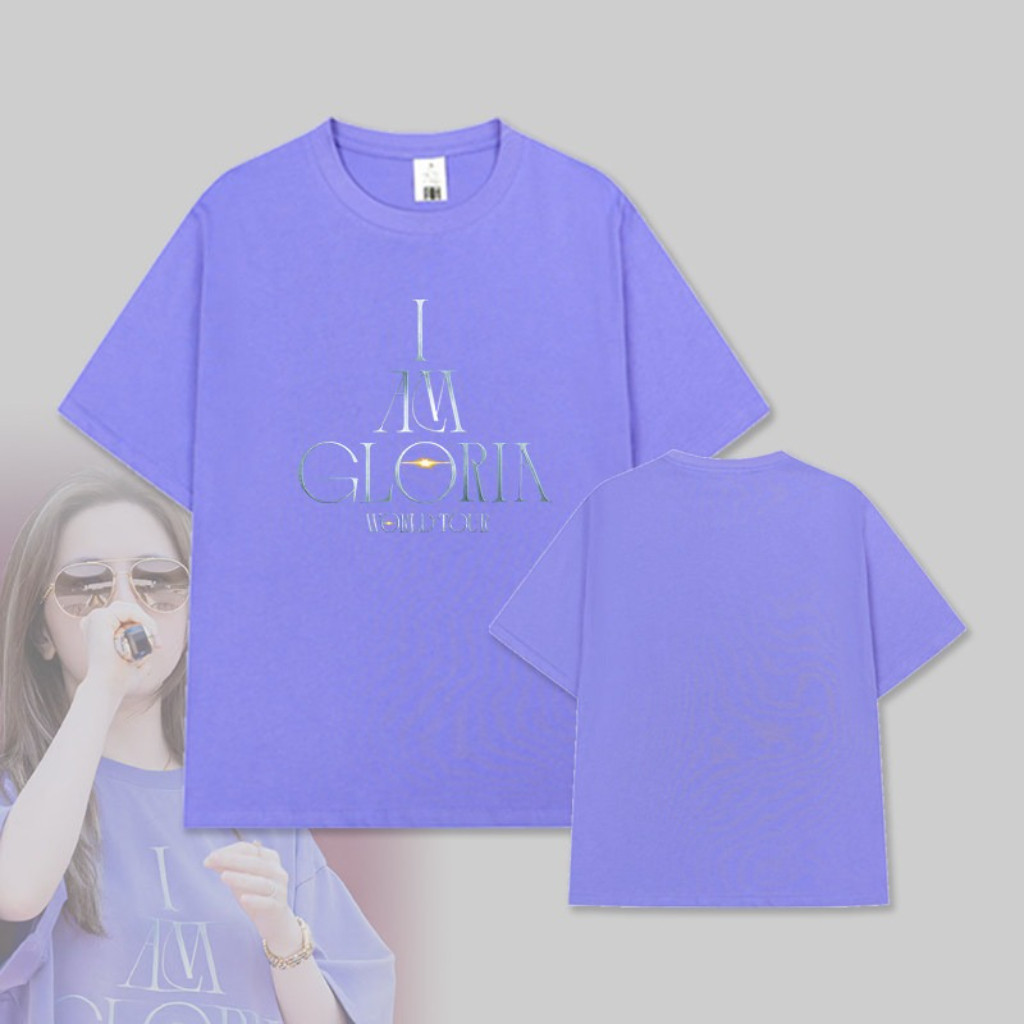 Baju 邓紫棋I AM GLORIA 2.0 Tour KUALA LUMPUR Purple KUALA LUMPUR Merchandise TopFans Commemorative T-shirt Cotton TOP