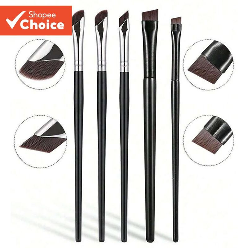5-Piece Angled Eyeliner & Brow Brush Set: Fine-Tip Blades for Beginner Eye Makeup