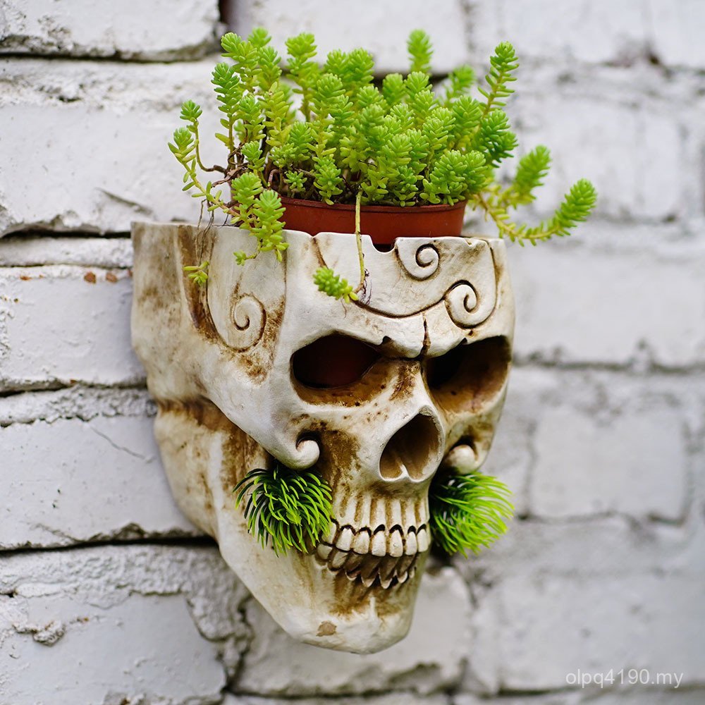 Wall Mouth Corner Three-Dimensional Pattern Wall Skull Storage Cross-Border Pine Leaf Tube Decorative Ornaments New Flowerpot Auspicious Clouds KWJR