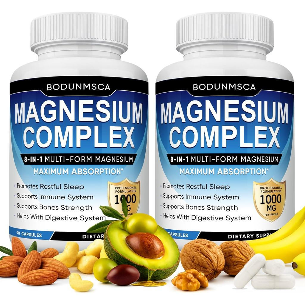 Magnesium compound agent，8Combination1，1000mg-Glycinate、Citric Acid、Apple Cider Vinegar，Easy to Absorb，Full-effect magnesium complex agent，Supports relaxation、Sleep and muscle func
