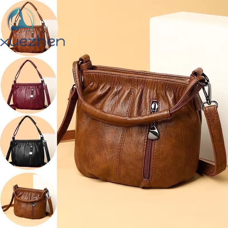 Genuine Leather Texture Crossbody Bag - Fashionable Soft One-Shoulder Small Bag for Women