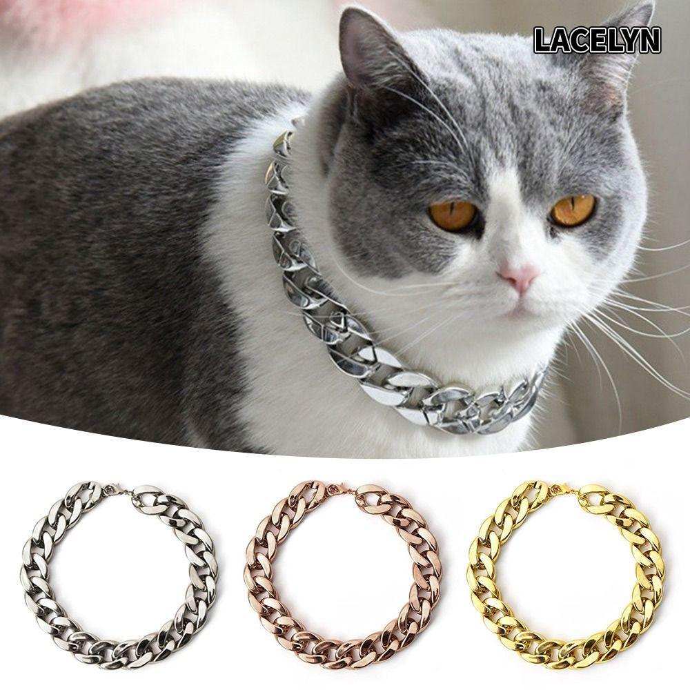 LACELYN Pet Necklace, Cat Dog Gold Necklace Adjustable Chain Dog Collar, Fashion Chain Collar Pitbull Collar Cat Dog