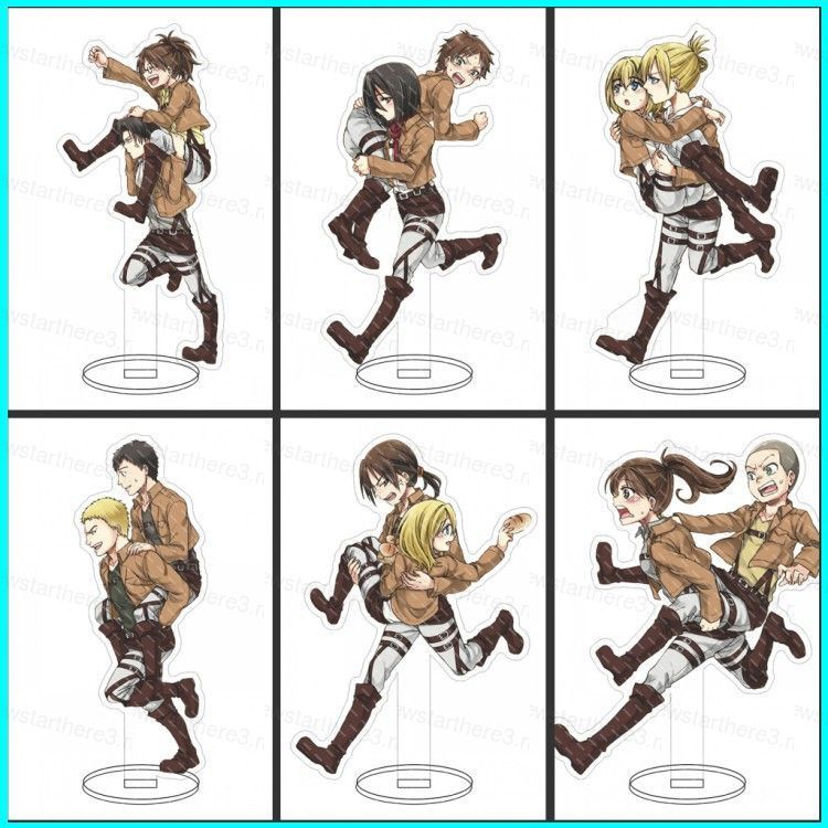 ATTACK ON TITAN Action Figure Model Toys Mikasa Eren Armin Levi Anime 15CM Acrylic Figures Double-side Ornaments Gift