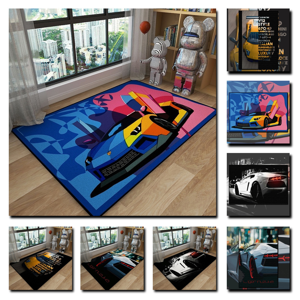 Lamborghini Sports Car Carpet Car Modified Car Living Room Bedroom Gaming Room Under Desk Computer Chair Anti-slip Floor Mat