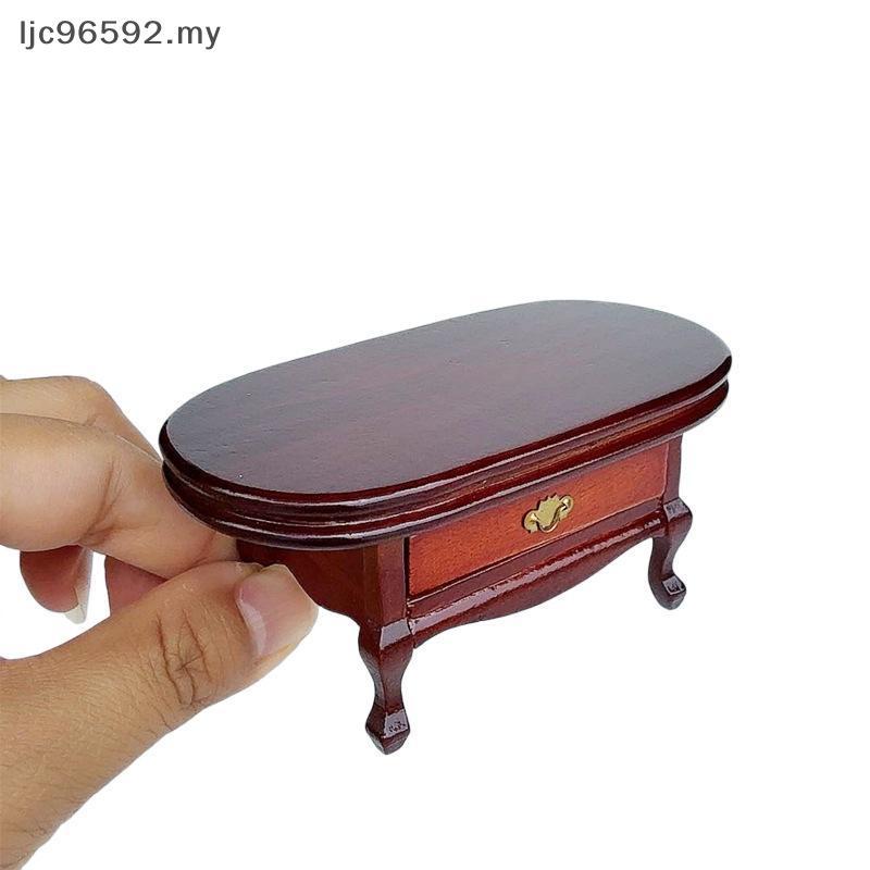 [LJC] 1/12 Dollhouse Coffee Table Tea Table With Drawers Doll Home Living Room Furniture Ornament Dolls House Micro Scene Decoration [MY]
