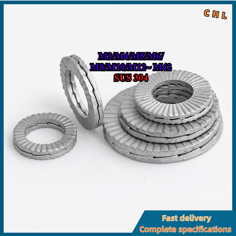 DIN25201 Double stack self-locking anti-loosening gasket 304 stainless steel bite type toothed anti-loosening and anti-skid locking gasket M3/M4/M5/M6/M8/M10/M12~ M42 [ZHX-CHL-MB-1]