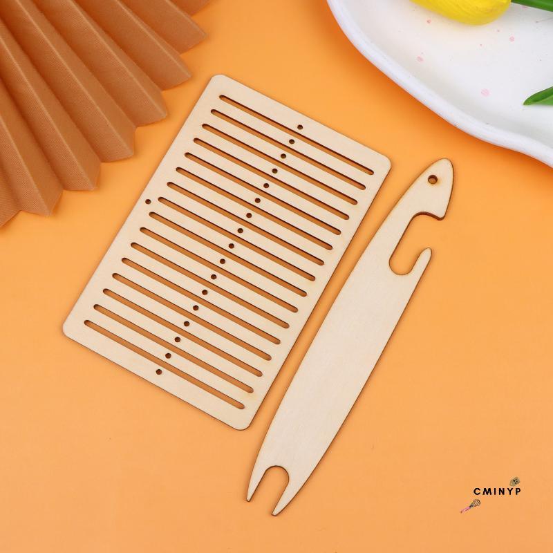 CMinYP 2Pcs Wooden Belt Weaving Loom Kit Portable Shuttle Tools for Handwoven Textile N Band Weaving