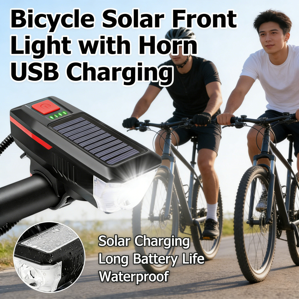 Hadapan Solar dan USB Lampu Horn with Charge Horn Bicycle Light