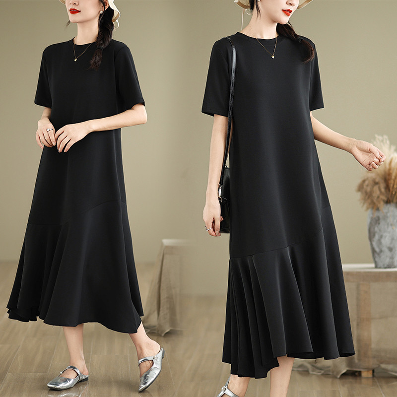 Large Size Summer Dress - Acetate & Silk Fishtail Hem | Up to 4XL