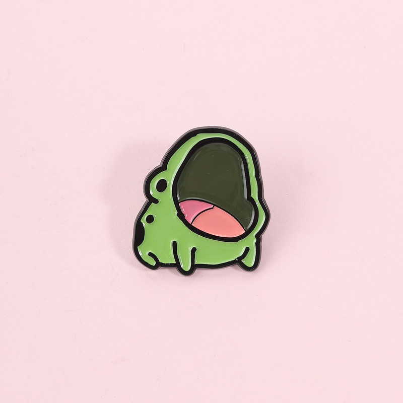 Funny Big Mouth Frog Enamel Brooch Cute Cartoon Green Frog Brooch Backpack Clothing Accessories Gift for Friends