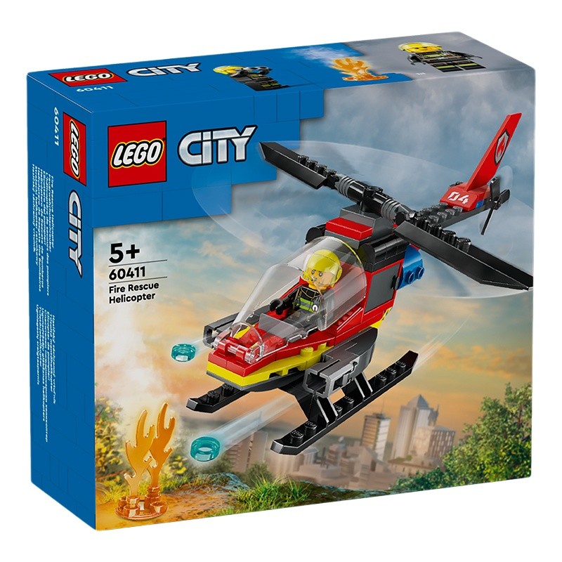 【LEGO】City Series 60411 Fire Rescue Helicopter Educational Building Blocks for Boys and Girls New Year's Gift Toy ybl4.27