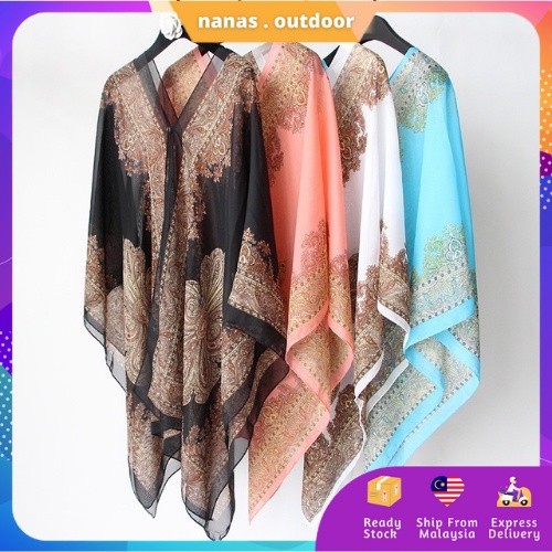 [NANAS] Baju Shawl Batik Baju Pantai Selendang Pantai Shawl Scarf Beachwear Beach