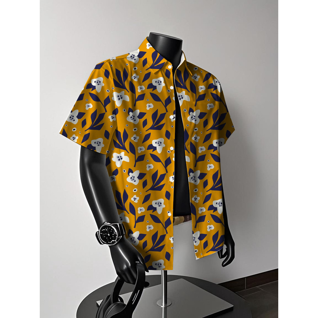 [New Product] American Style Wear Hawaiian Flower Shirt Men Short-Sleeved Summer Thin Style Fashion Beach Travel Hainan Island Shirt Men [Hot Sale]