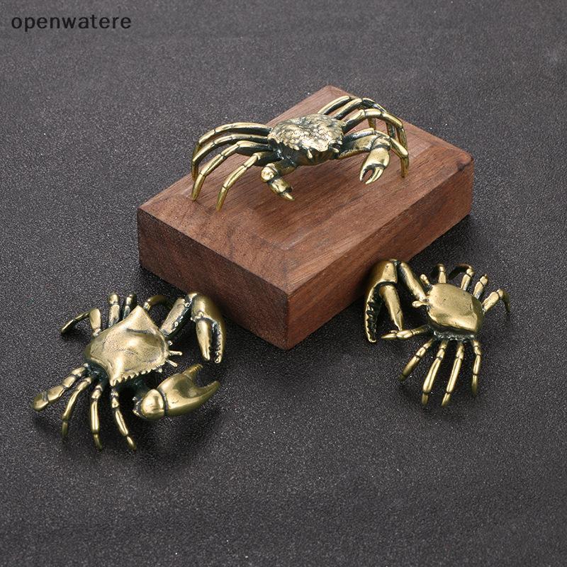 openwatere Brass Crab Figurine Mini Statuette for Desk Living Room Antique Ornament 1PC VVV